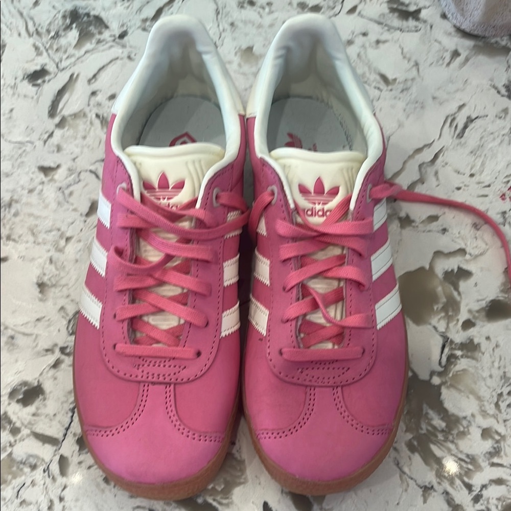 Adidas Pink Sneakers with White Stripes